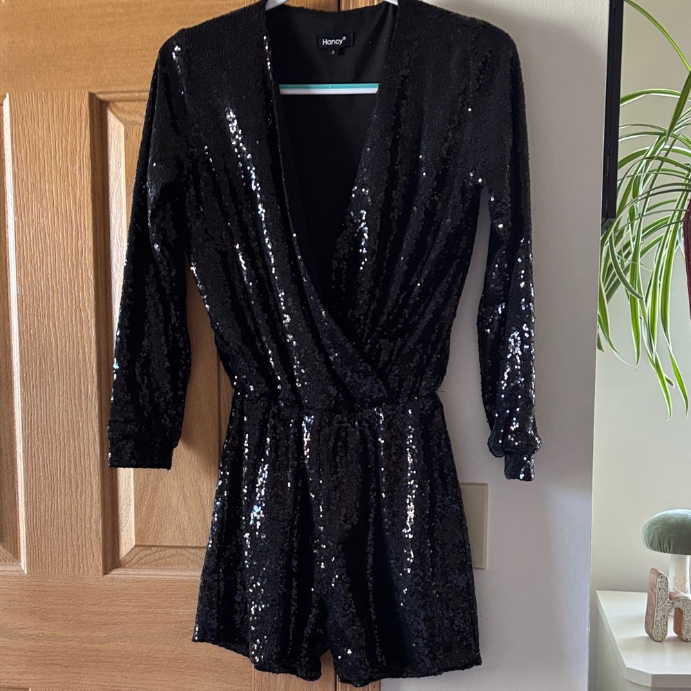 H&M Black Sequin Women's Skort/Romper